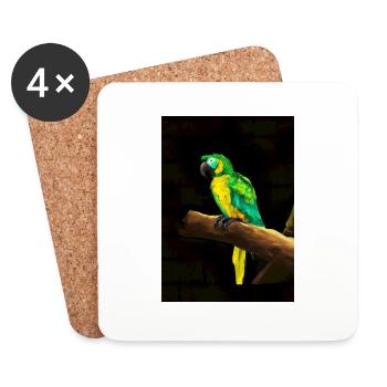 Papagei auf einem Baum - Untersetzer (4er-Set) - Weiß - Vorne