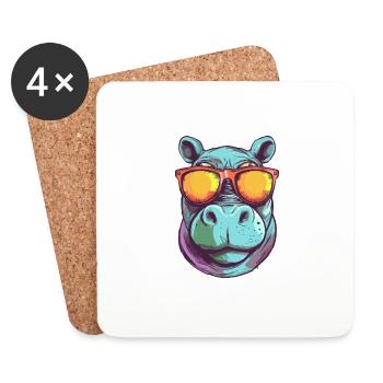 Bif hippopotame - Dessous de verre (lot de 4) - blanc - Devant