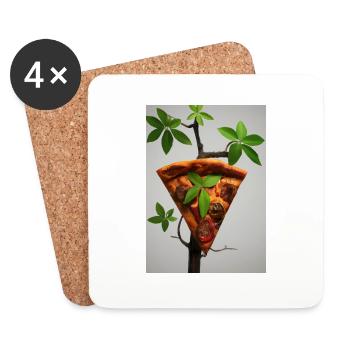 Wachsende Pizza - Untersetzer (4er-Set) - Weiß - Vorne
