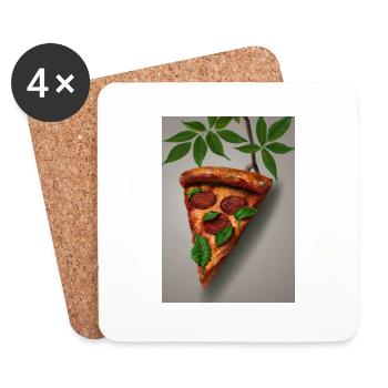 Wachsende Pizza - Untersetzer (4er-Set) - Weiß - Vorne