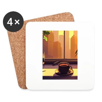 Fenster Kaffee Sonne - Untersetzer (4er-Set) - Weiß - Vorne