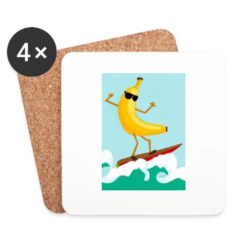 Surfen Banane - Untersetzer (4er-Set) - Weiß - Vorne