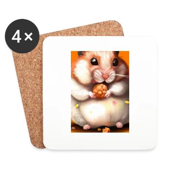 Hamster frisst - Untersetzer (4er-Set) - Weiß - Vorne