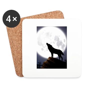 Wolf bei Nacht - Untersetzer (4er-Set) - Weiß - Vorne