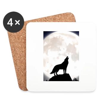Wolf bei Nacht - Untersetzer (4er-Set) - Weiß - Vorne