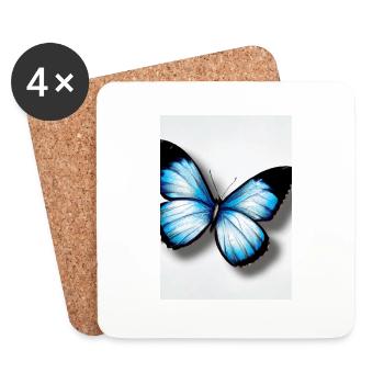 Blauer Schmetterling - Untersetzer (4er-Set) - Weiß - Vorne