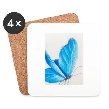 Blauer Schmetterling - Untersetzer (4er-Set) - Weiß - Vorne
