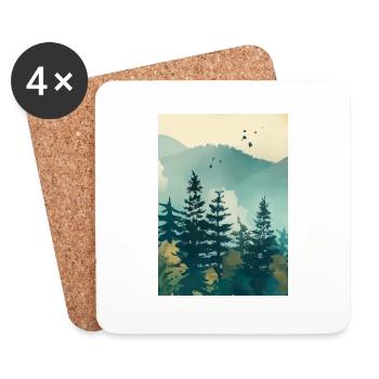 Nebliger Wald - Untersetzer (4er-Set) - Weiß - Vorne