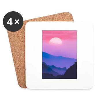 Rosa Sonnenuntergang - Untersetzer (4er-Set) - Weiß - Vorne