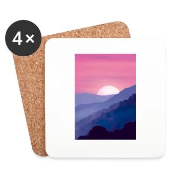 Rosa Sonnenuntergang - Untersetzer (4er-Set) - Weiß - Vorne