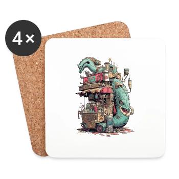 Fast Food Stand der Monsterzwillinge - Untersetzer (4er-Set) - Weiß - Vorne