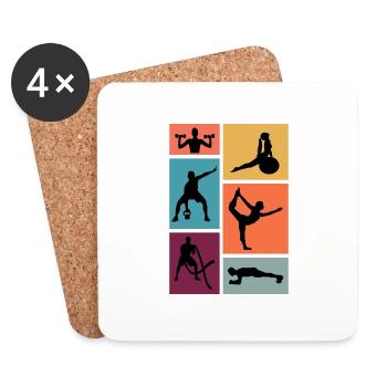 Fitness Exercise Workout Gym - Coasters (set of 4) - white - Front