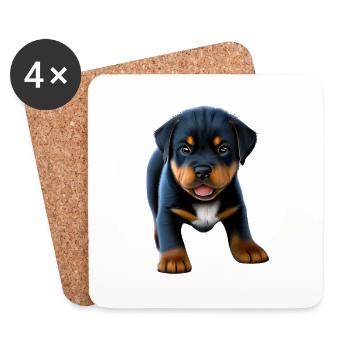Rottweiler Puppy Dogs Rottweiler Puppy Dog - Dessous de verre (lot de 4) - blanc - Devant