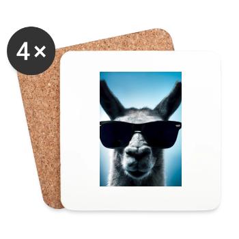 Lama mit Sonnenbrille - Untersetzer (4er-Set) - Weiß - Vorne