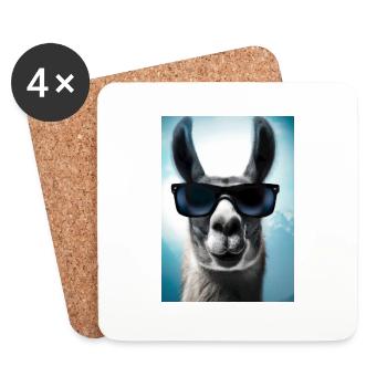 Lama mit Sonnenbrille - Untersetzer (4er-Set) - Weiß - Vorne