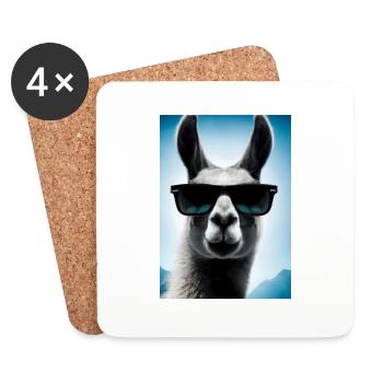 Lama mit Sonnenbrille - Untersetzer (4er-Set) - Weiß - Vorne