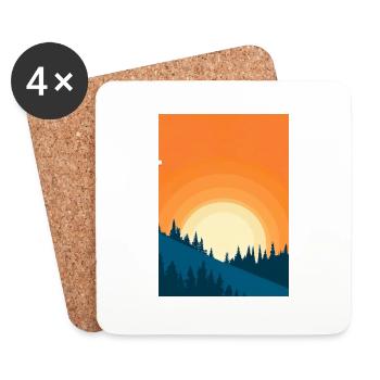 Orange Sonnenuntergang - Untersetzer (4er-Set) - Weiß - Vorne