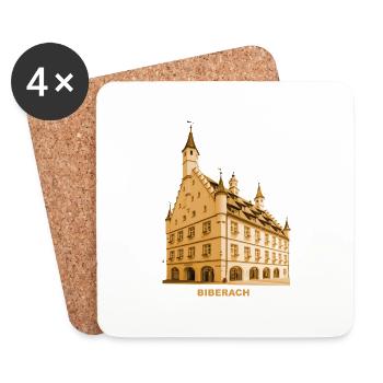 Biberach an der Riß Rathaus Baden-Württemberg - Untersetzer (4er-Set) - Weiß - Vorne