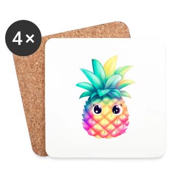 Süße Bunte Ananas Sommer Frucht Urlaub Geschenk - Untersetzer (4er-Set) - Weiß - Vorne