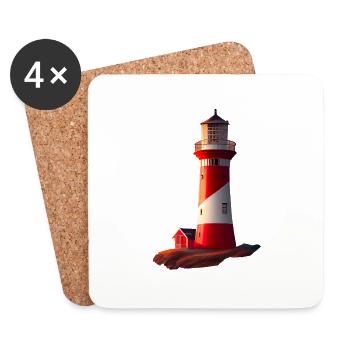Le phare domine les falaises abruptes - Dessous de verre (lot de 4) - blanc - Devant