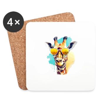Mani the giraffe - Coasters (set of 4) - white - Front
