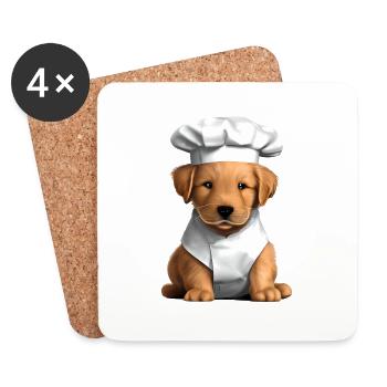 Gastronom Golden Retriever Kochen Hunde Hundewelpe - Untersetzer (4er-Set) - Weiß - Vorne
