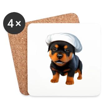 Rottweiler Restaurateur Dog Puppy Dogs Cooking Dog - Coasters (set of 4) - white - Front