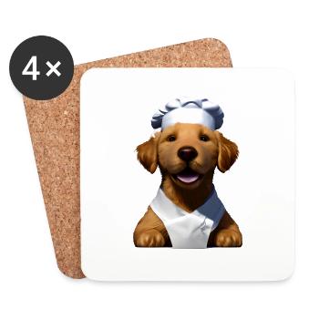 Golden Retriever Restaurateur Chien Chiot Chiens de cuisine - Dessous de verre (lot de 4) - blanc - Devant