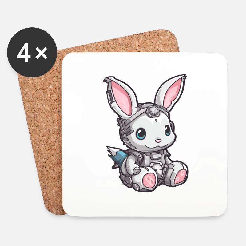 Cyber Bunny 1 - Untersetzer (4er-Set) - Weiß