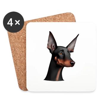 Doberman trainer dog Doberman Doberman puppy - Coasters (set of 4) - white - Front