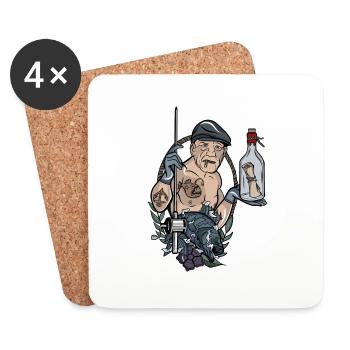 Angler // Oldschool // Illustration - Dessous de verre (lot de 4) - blanc - Devant