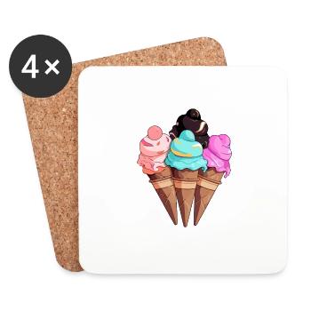 Pistazien-Schoko-Erdbeer-Eis - Untersetzer (4er-Set) - Weiß - Vorne