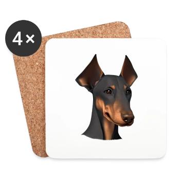 Doberman Doberman chiot chien Doberman dresseur - Dessous de verre (lot de 4) - blanc - Devant