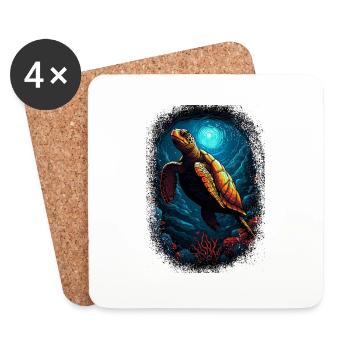 duck green tribal turtle turtle lover geek - Coasters (set of 4) - white - Front
