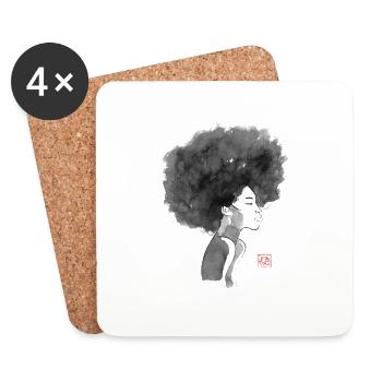 afro hair cut 02 - Dessous de verre (lot de 4) - blanc - Devant