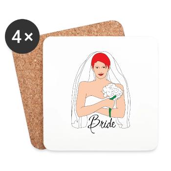 Rouge de la mariée 1 - Dessous de verre (lot de 4) - blanc - Devant