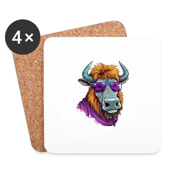Jik le bison - Dessous de verre (lot de 4) - blanc - Devant