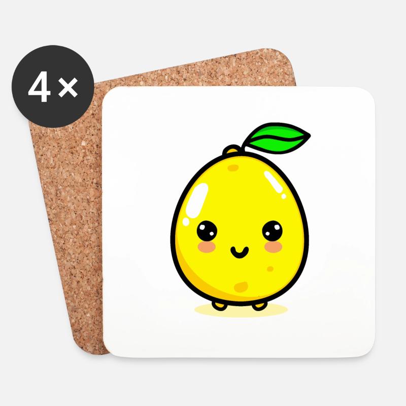 Niedliche Zitrone Kawaii Lemon - Untersetzer (4er-Set) - Weiß