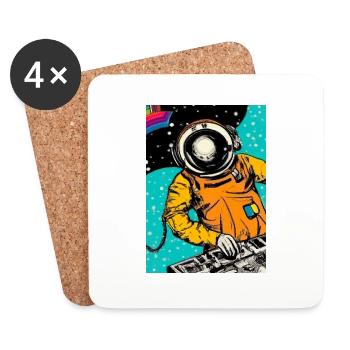 Astronaut DJ im Weltraum - Untersetzer (4er-Set) - Weiß - Vorne
