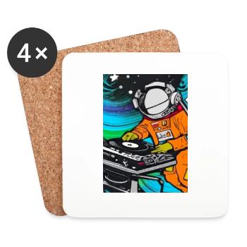 Astronaut DJ im Weltraum - Untersetzer (4er-Set) - Weiß - Vorne