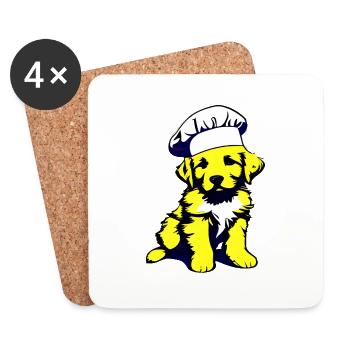 Golden Retriever Restaurateur Chiens Cuisine de chiot - Dessous de verre (lot de 4) - blanc - Devant