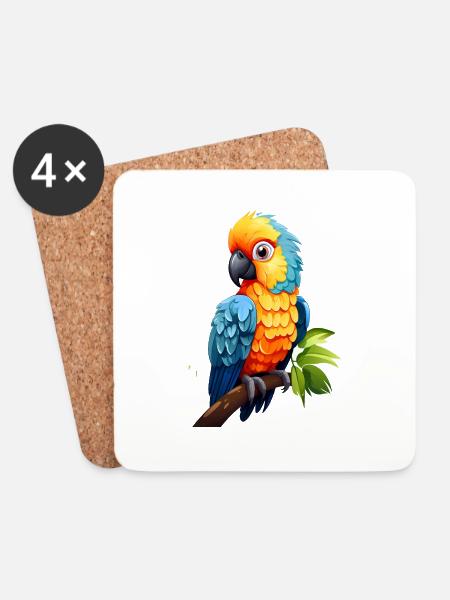 Cute Parrot Baby - Untersetzer (4er-Set) - Weiß