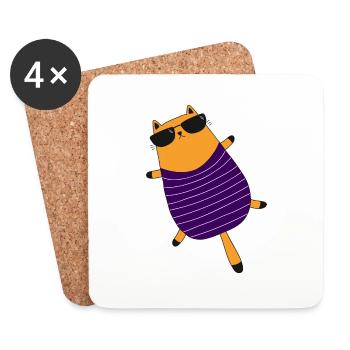 cool cat - Untersetzer (4er-Set) - Weiß - Vorne