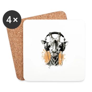Gigi la girafe audiophile - Dessous de verre (lot de 4) - blanc - Devant
