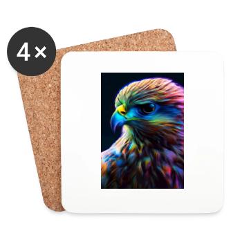Buntes Vogelgesicht - Untersetzer (4er-Set) - Weiß - Vorne