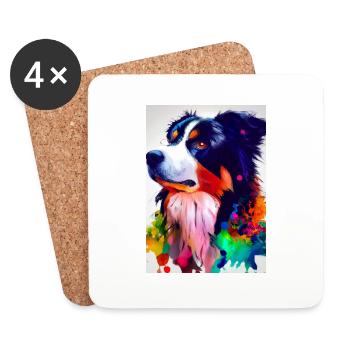 Bunter Border Collie - Untersetzer (4er-Set) - Weiß - Vorne