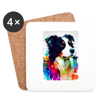 Bunter Border Collie - Untersetzer (4er-Set) - Weiß - Vorne