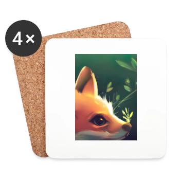 Niedliche Fuchs-Malerei - Untersetzer (4er-Set) - Weiß - Vorne