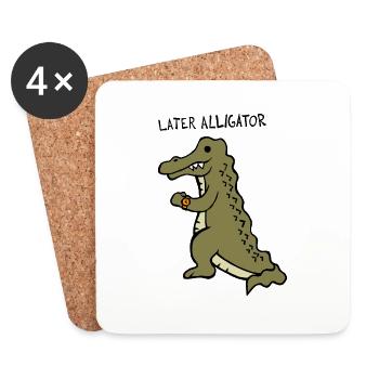 Späterer Alligator - Untersetzer (4er-Set) - Weiß - Vorne