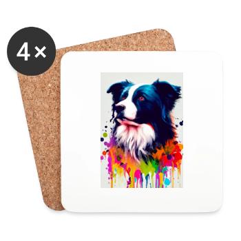 Bunter Border Collie - Untersetzer (4er-Set) - Weiß - Vorne